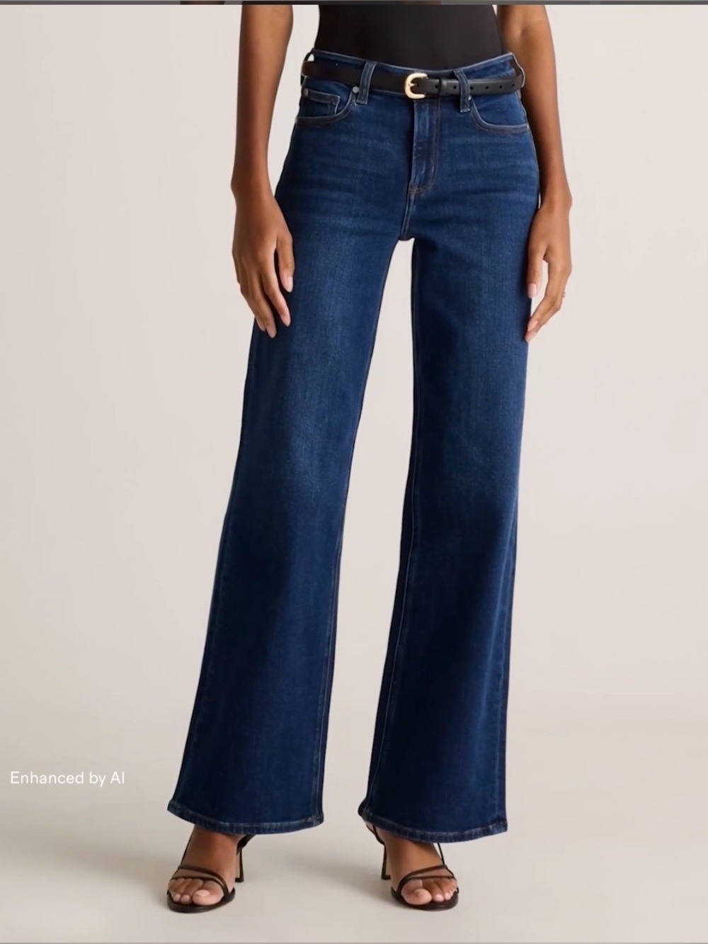 Quince Bella Stretch Wide Leg Women's Jeans in Dark Wash. Size 25x31